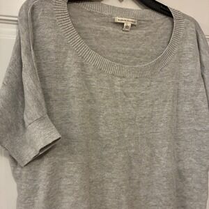 Banana Republic Womens Gray Metallic Knit Short Sleeve Top Stripes Dolman Size L